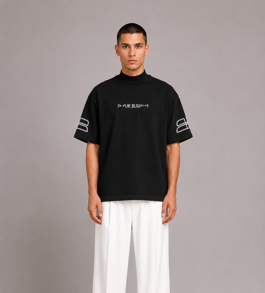 LE PUR BULLION Black Cotton Twisted logo T-Shirt