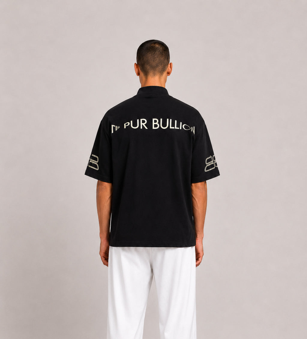 LE PUR BULLION Black Cotton Twisted logo T-Shirt