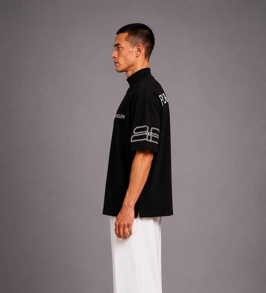 LE PUR BULLION Black Cotton Twisted logo T-Shirt